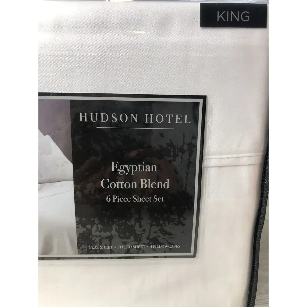 Hudson Hotel 800 Thread Count Egyptian Cotton KING Sheet Set White 6 pc